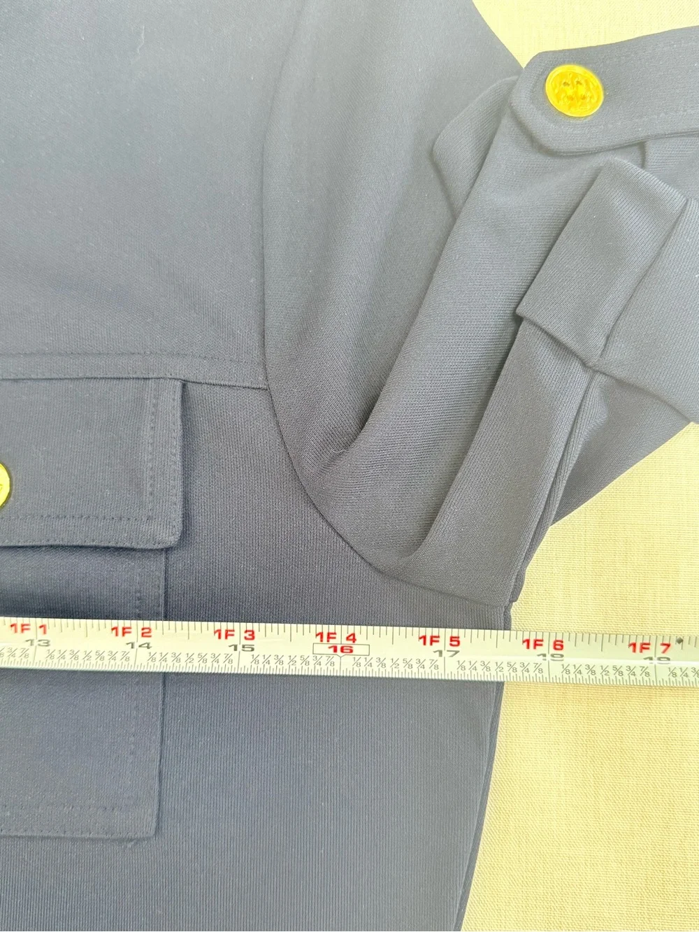 Tory Burch Navy Blue Shirt Dress Gold Buttons Size S EUC